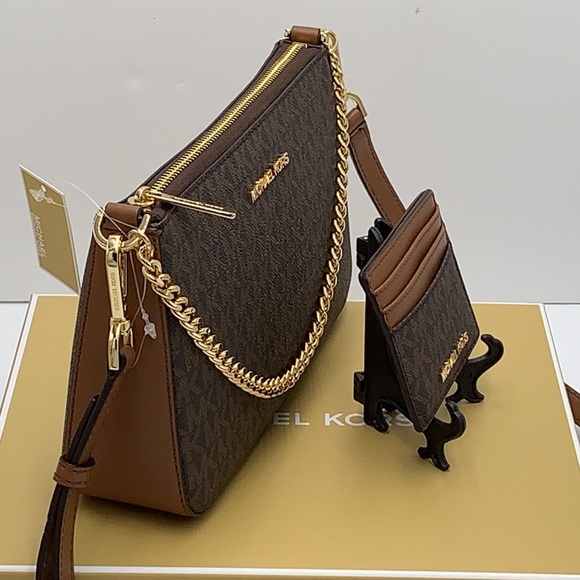 MICHAEL KORS GIFTABLE SHOULDER BAG & CARD HOLDER BOXED BROWN SIGNATURE - Picture 15 of 16